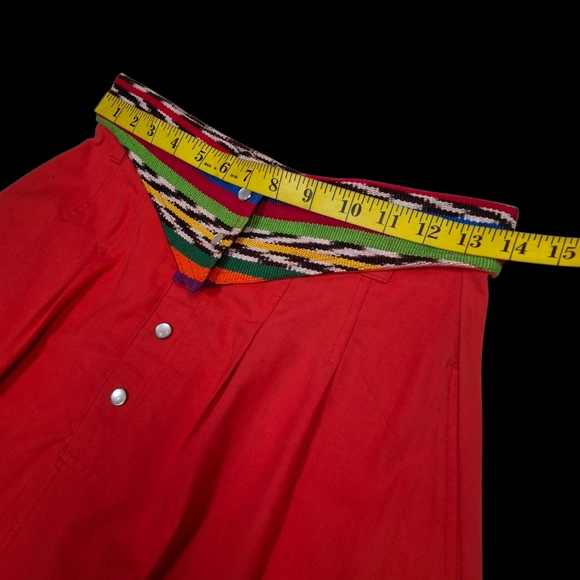 Guatemala Textiles Handwoven Cotton Serape Waist Red Corte Skirt  Size Small - Picture 13 of 16